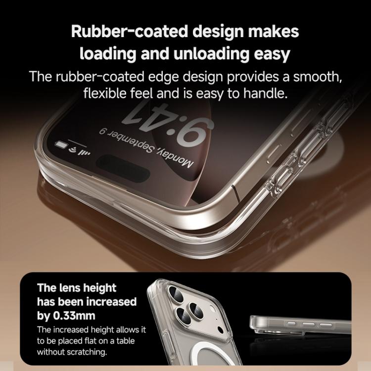 For iPhone 17 Pro Max ZGA Magsafe Metal AI Buttons Clear PC Hybrid TPU Phone Case(Transparent) by ZGA