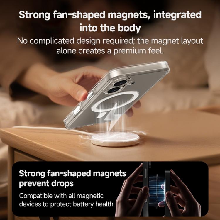 For iPhone 17 Pro Max ZGA Magsafe Metal AI Buttons Clear PC Hybrid TPU Phone Case(Transparent) by ZGA