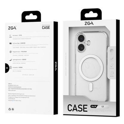 For iPhone 17 Pro ZGA Magsafe Metal AI Buttons Clear PC Hybrid TPU Phone Case(Transparent) by ZGA