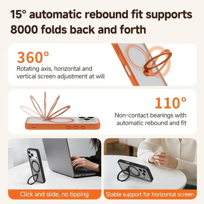 For iPhone 17 ZGA 360 Pivot Holder Magsafe PC Hybrid TPU Phone Case(Grey) by ZGA