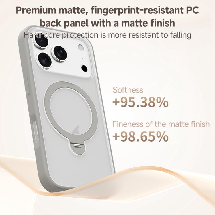 For iPhone 17 ZGA 360 Pivot Holder Magsafe PC Hybrid TPU Phone Case(Grey) by ZGA