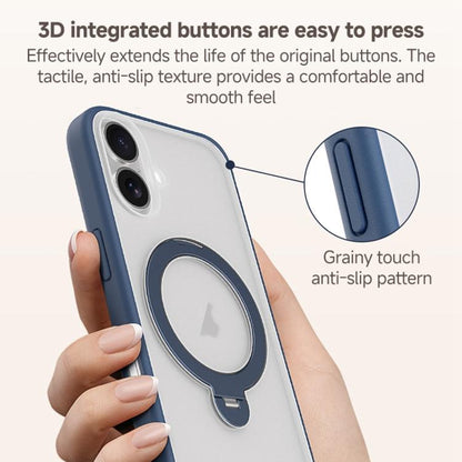 For iPhone 17 ZGA 360 Pivot Holder Magsafe PC Hybrid TPU Phone Case(Grey) by ZGA