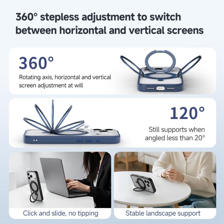 For iPhone 17 ZGA Feitian 360 Rotation Holder Magsafe PC Hybrid TPU Phone Case(Pink) by ZGA