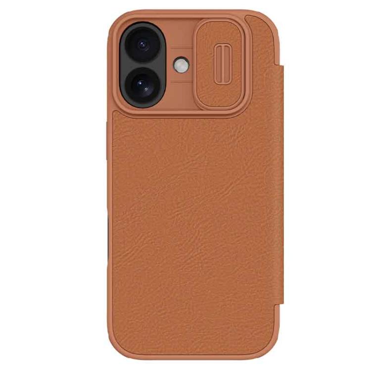 For iPhone 17 NILLKIN QIN Series Pro Sliding Camera Cover Design Leather Phone Case(Brown) by NILLKIN