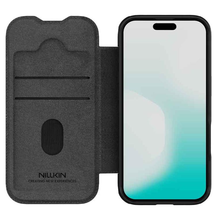 For iPhone 17 NILLKIN QIN Series Pro Sliding Camera Cover Design Leather Phone Case(Black) by NILLKIN