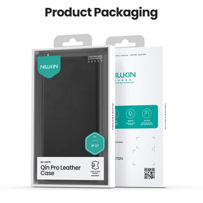 For iPhone 17 NILLKIN QIN Series Pro Sliding Camera Cover Design Leather Phone Case(Black) by NILLKIN