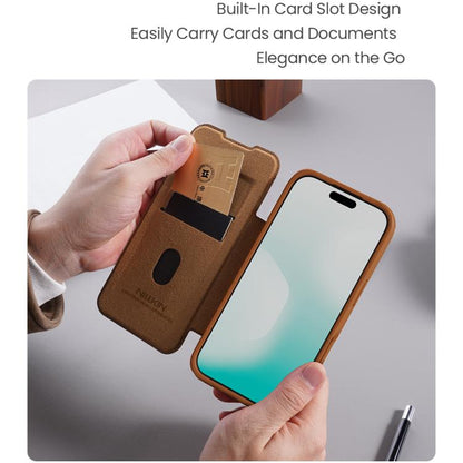 For iPhone 17 Pro Max NILLKIN QIN Series Pro Sliding Camera Cover Design Leather Phone Case(Brown) by NILLKIN