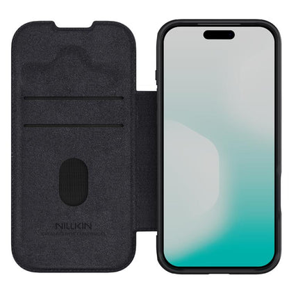 For iPhone 17 Pro Max NILLKIN QIN Series Pro Sliding Camera Cover Design Leather Phone Case(Black) by NILLKIN