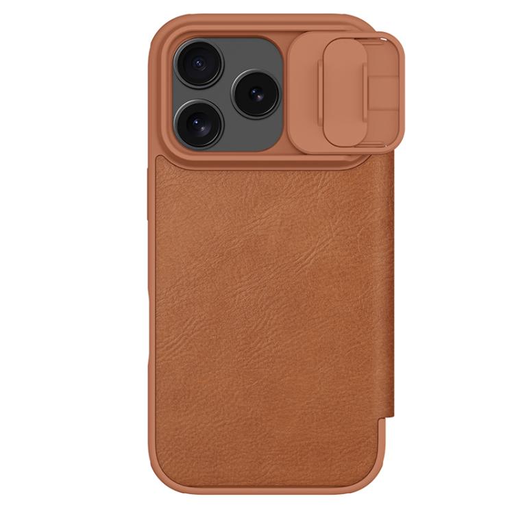 For iPhone 17 Pro NILLKIN QIN Series Pro Sliding Camera Cover Design Leather Phone Case(Brown) by NILLKIN