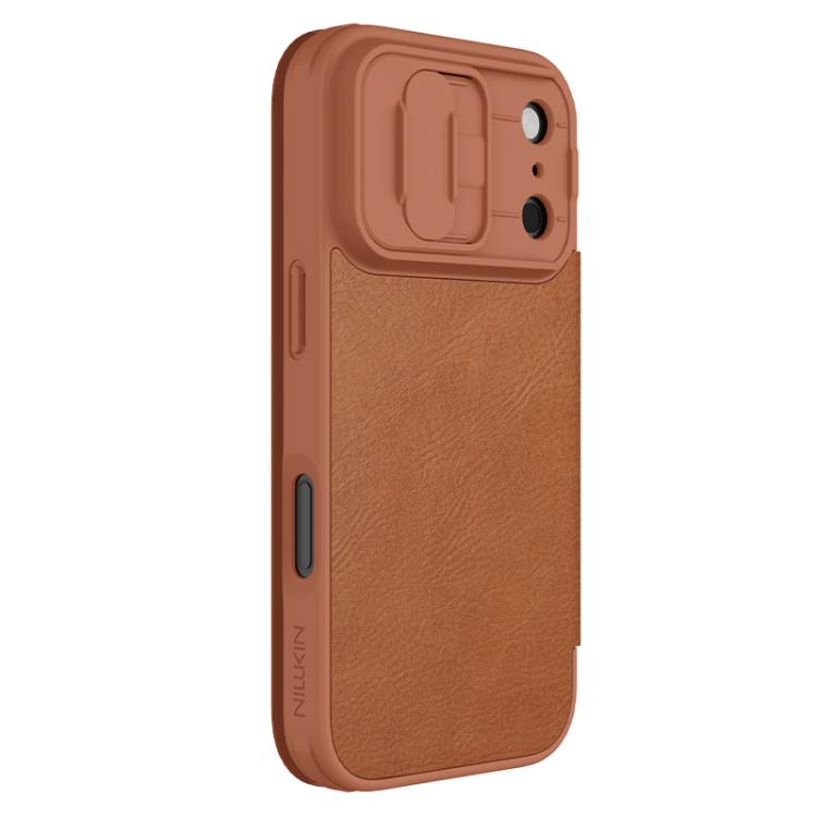 For iPhone 17 Pro NILLKIN QIN Series Pro Sliding Camera Cover Design Leather Phone Case(Brown) by NILLKIN