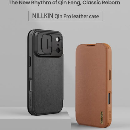 For iPhone 17 Pro NILLKIN QIN Series Pro Sliding Camera Cover Design Leather Phone Case(Brown) by NILLKIN