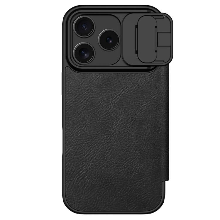 For iPhone 17 Pro NILLKIN QIN Series Pro Sliding Camera Cover Design Leather Phone Case(Black) by NILLKIN