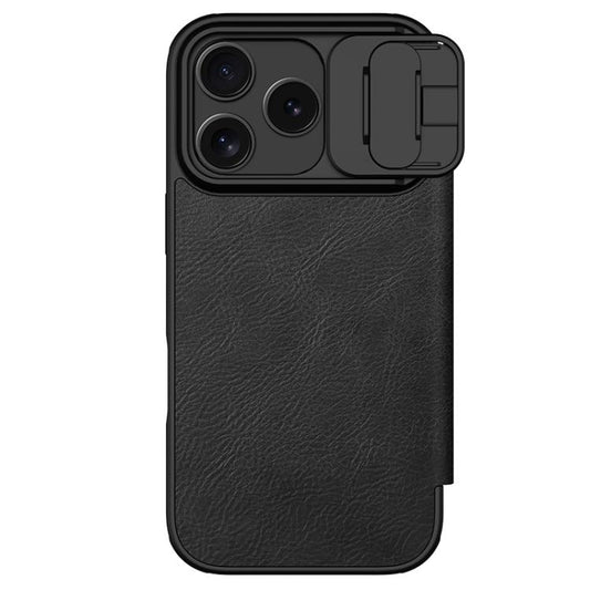 For iPhone 17 Pro NILLKIN QIN Series Pro Sliding Camera Cover Design Leather Phone Case(Black) by NILLKIN