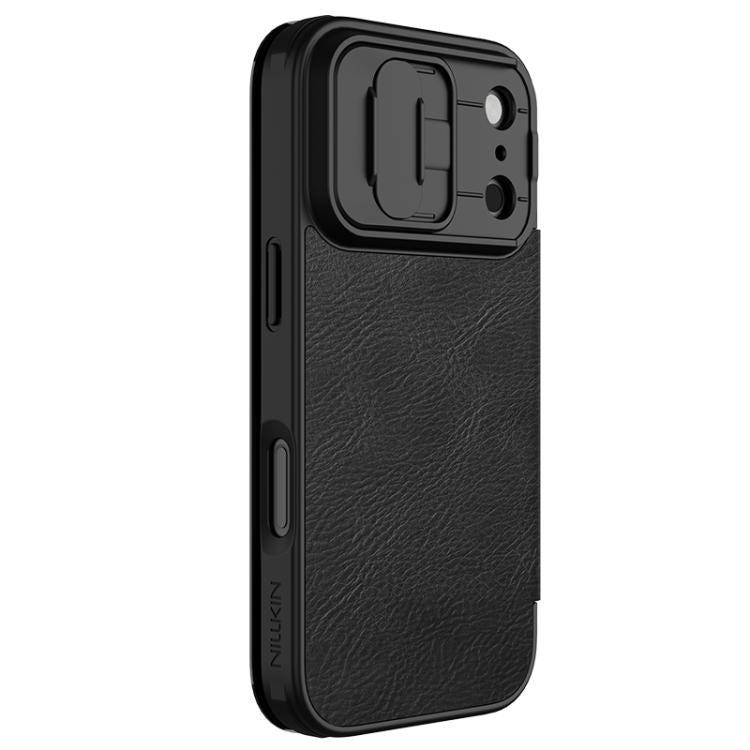 For iPhone 17 Pro NILLKIN QIN Series Pro Sliding Camera Cover Design Leather Phone Case(Black) by NILLKIN