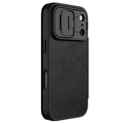 For iPhone 17 Pro NILLKIN QIN Series Pro Sliding Camera Cover Design Leather Phone Case(Black) by NILLKIN