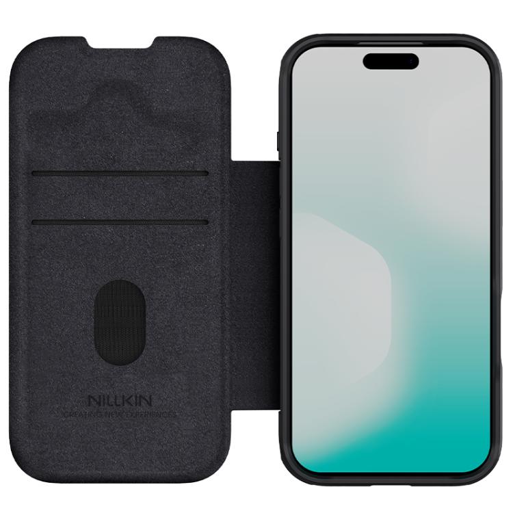 For iPhone 17 Pro NILLKIN QIN Series Pro Sliding Camera Cover Design Leather Phone Case(Black) by NILLKIN
