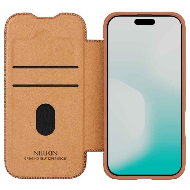 For iPhone Air NILLKIN QIN Series Pro Sliding Camera Cover Design Leather Phone Case(Brown) by NILLKIN