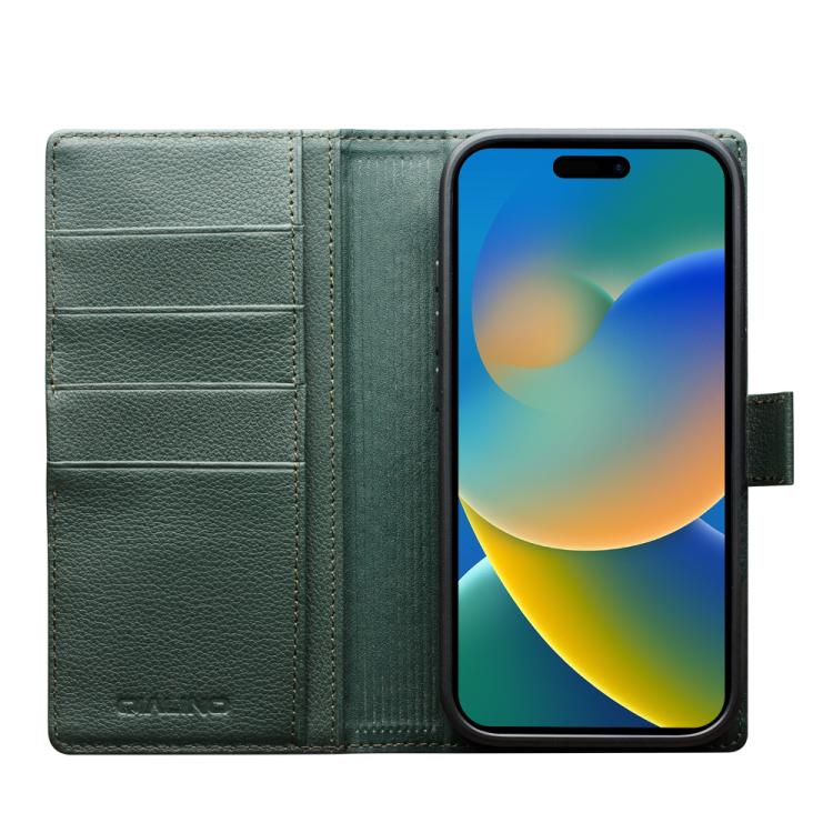 For iPhone 17 QIALINO Classics 3rd Genuine Leather Phone Case(Cyan) by QIALINO