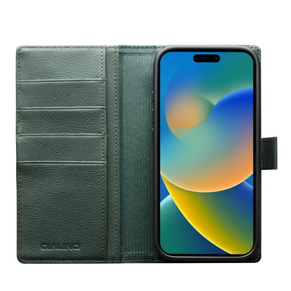 For iPhone 17 QIALINO Classics 3rd Genuine Leather Phone Case(Cyan) by QIALINO