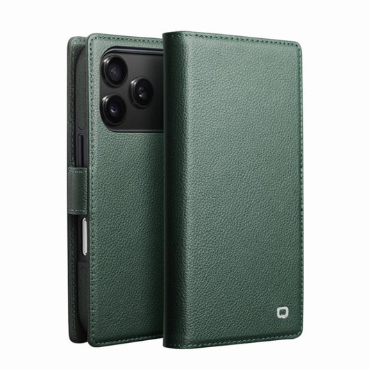 For iPhone 17 Pro QIALINO Classics 3rd Genuine Leather Phone Case(Cyan) by QIALINO