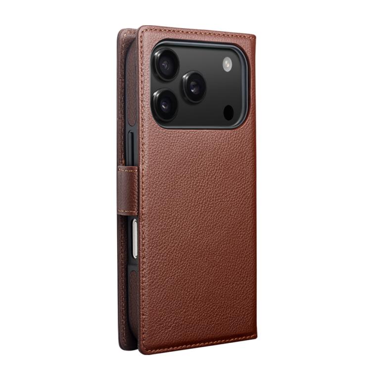 For iPhone 17 Pro Max QIALINO Classics 3rd Genuine Leather Phone Case(Brown) by QIALINO