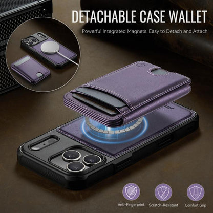 For iPhone 17 Pro Max JEEHOOD J10 Flip Card Bag MagSafe Split RFID Leather Phone Case(Purple) by JEEHOOD