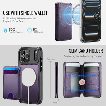 For iPhone 17 Pro Max JEEHOOD J10 Flip Card Bag MagSafe Split RFID Leather Phone Case(Purple) by JEEHOOD