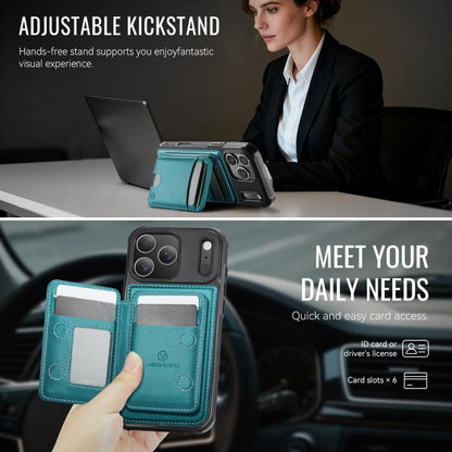 For iPhone 17 Pro Max JEEHOOD J10 Flip Card Bag MagSafe Split RFID Leather Phone Case(Green) by JEEHOOD