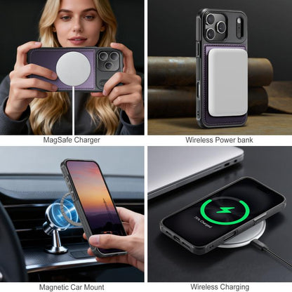 For iPhone 17 Pro JEEHOOD J10 Flip Card Bag MagSafe Split RFID Leather Phone Case(Purple) by JEEHOOD