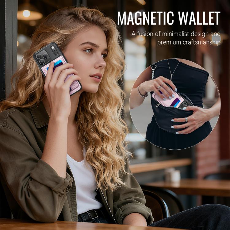 For iPhone 17 Pro JEEHOOD J10 Flip Card Bag MagSafe Split RFID Leather Phone Case(Pink) by JEEHOOD