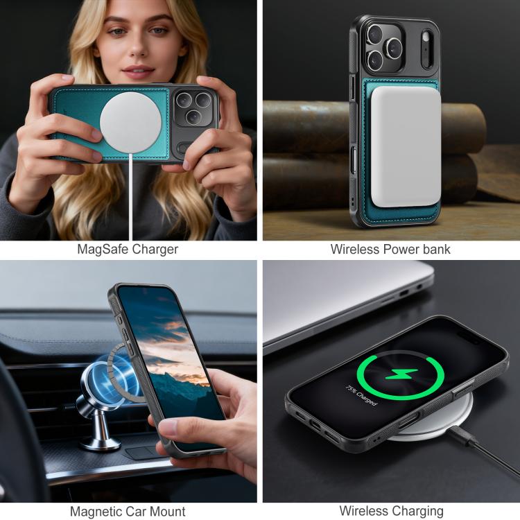 For iPhone 17 Pro JEEHOOD J10 Flip Card Bag MagSafe Split RFID Leather Phone Case(Green) by JEEHOOD