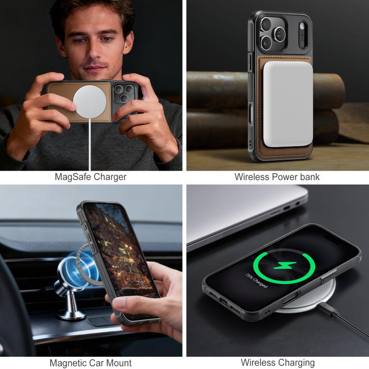 For iPhone 17 Pro JEEHOOD J10 Flip Card Bag MagSafe Split RFID Leather Phone Case(Brown) by JEEHOOD