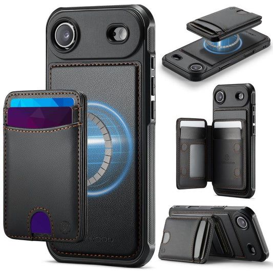 For iPhone Air JEEHOOD J10 Flip Card Bag MagSafe Split RFID Leather Phone Case(Black) by JEEHOOD