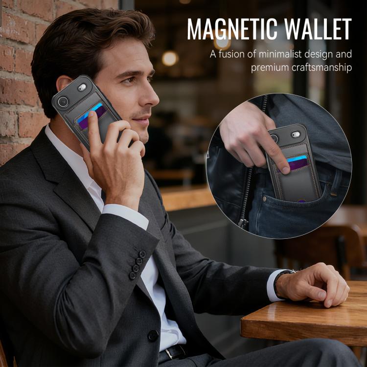 For iPhone Air JEEHOOD J10 Flip Card Bag MagSafe Split RFID Leather Phone Case(Black) by JEEHOOD