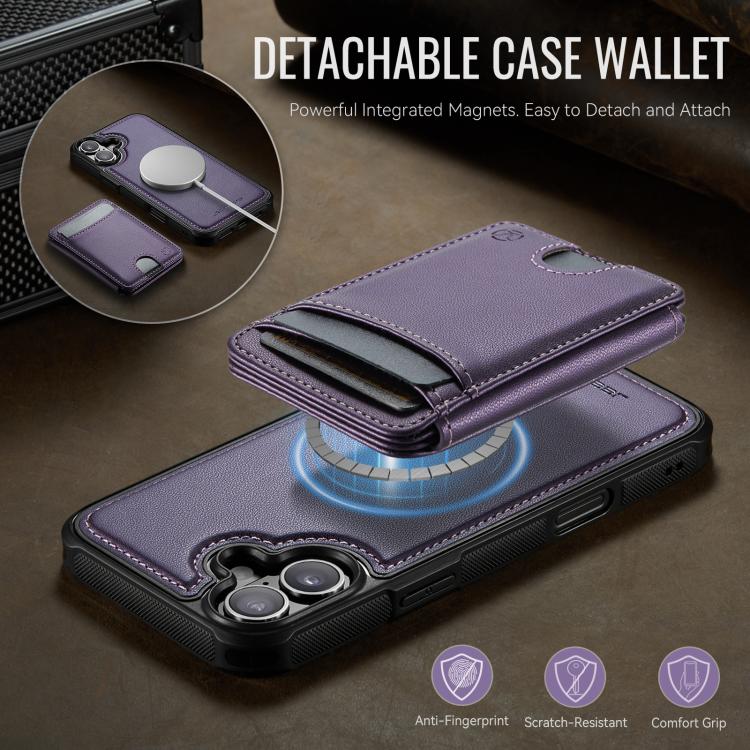 For iPhone 17 JEEHOOD J10 Flip Card Bag MagSafe Split RFID Leather Phone Case(Purple) by JEEHOOD