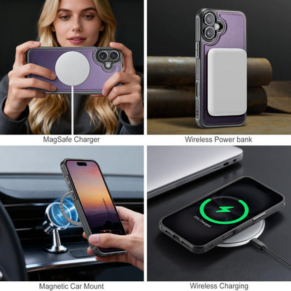 For iPhone 17 JEEHOOD J10 Flip Card Bag MagSafe Split RFID Leather Phone Case(Purple) by JEEHOOD