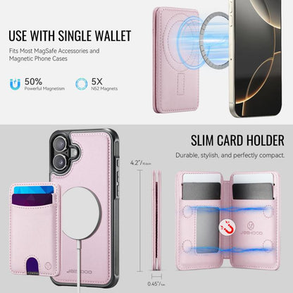 For iPhone 17 JEEHOOD J10 Flip Card Bag MagSafe Split RFID Leather Phone Case(Pink) by JEEHOOD
