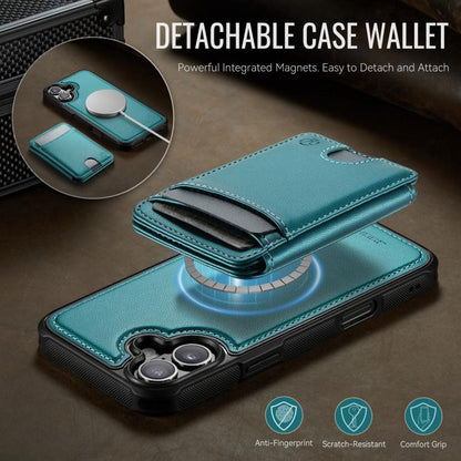 For iPhone 17 JEEHOOD J10 Flip Card Bag MagSafe Split RFID Leather Phone Case(Green) by JEEHOOD