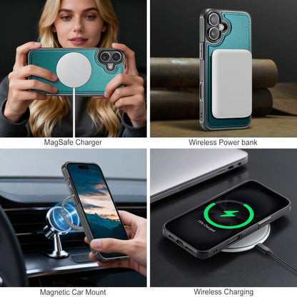 For iPhone 17 JEEHOOD J10 Flip Card Bag MagSafe Split RFID Leather Phone Case(Green) by JEEHOOD