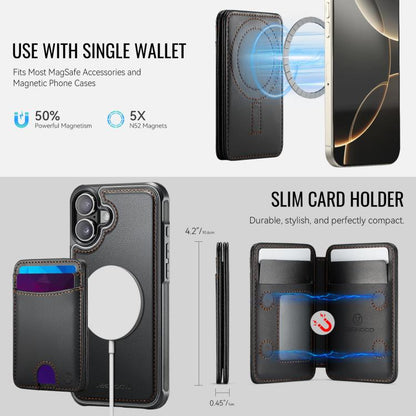 For iPhone 17 JEEHOOD J10 Flip Card Bag MagSafe Split RFID Leather Phone Case(Black) by JEEHOOD