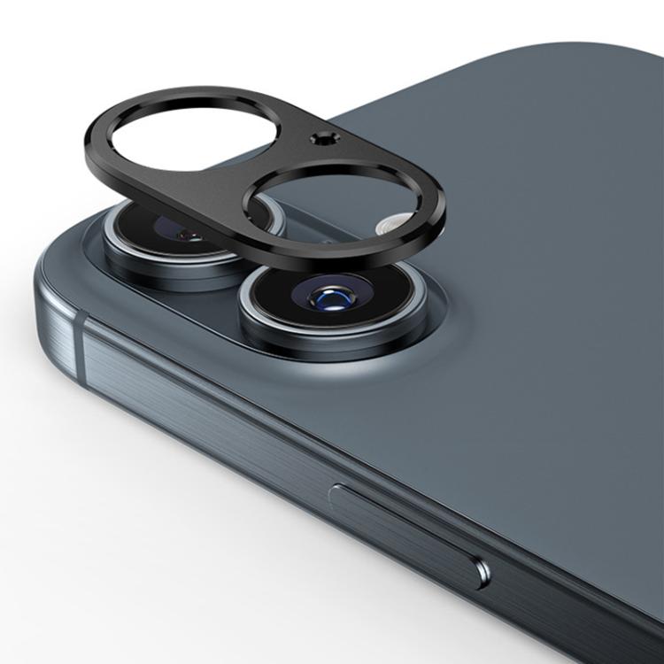 For iPhone 16 / 16 Plus XDcase Titanium Alloy Hollow Camera Lens Protector(Black) by XDcase