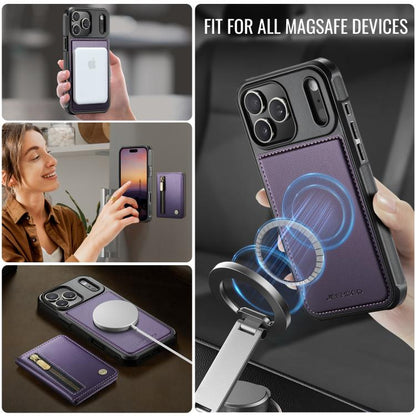 For iPhone 17 Pro Max JEEHOOD J12 Exquisite RFID MagSafe Zipper Card Bag Phone Case(Purple) by JEEHOOD