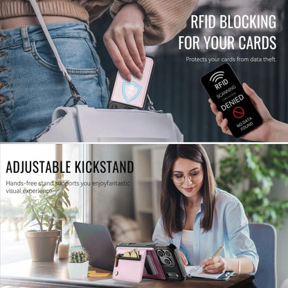 For iPhone 17 Pro Max JEEHOOD J12 Exquisite RFID MagSafe Zipper Card Bag Phone Case(Pink) by JEEHOOD