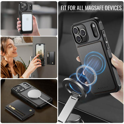 For iPhone 17 Pro Max JEEHOOD J12 Exquisite RFID MagSafe Zipper Card Bag Phone Case(Black) by JEEHOOD