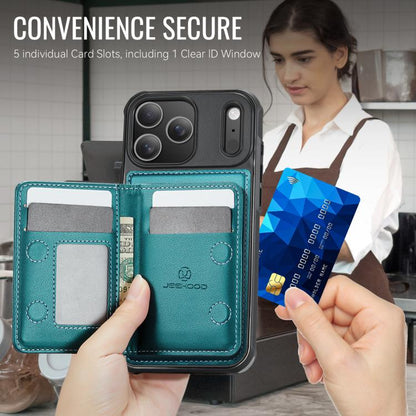 For iPhone 17 Pro JEEHOOD J12 Exquisite RFID MagSafe Zipper Card Bag Phone Case(Green) by JEEHOOD