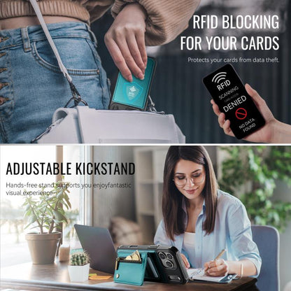 For iPhone 17 Pro JEEHOOD J12 Exquisite RFID MagSafe Zipper Card Bag Phone Case(Green) by JEEHOOD