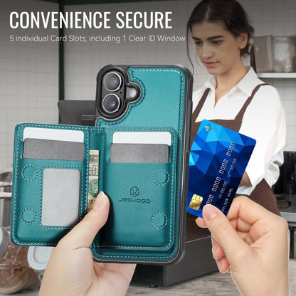 For iPhone 17 JEEHOOD J12 Exquisite RFID MagSafe Zipper Card Bag Phone Case(Green) by JEEHOOD