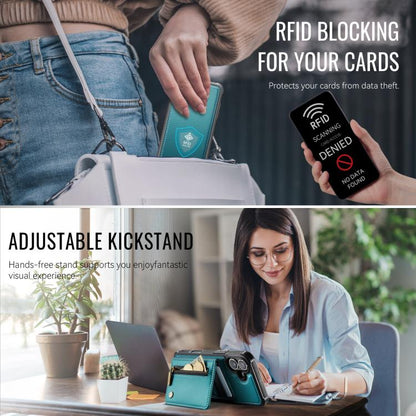 For iPhone 17 JEEHOOD J12 Exquisite RFID MagSafe Zipper Card Bag Phone Case(Green) by JEEHOOD