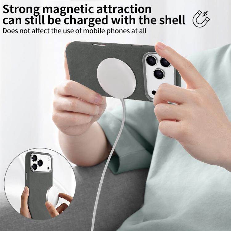 For iPhone 17 Pro Max VIETAO Suede MagSafe PU Leather Phone Case(Dark Grey) by VIETAO