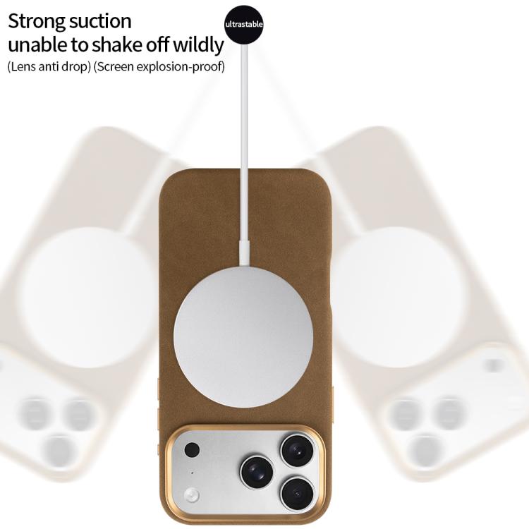 For iPhone 17 Pro VIETAO Suede MagSafe PU Leather Phone Case(Dark Brown) by VIETAO